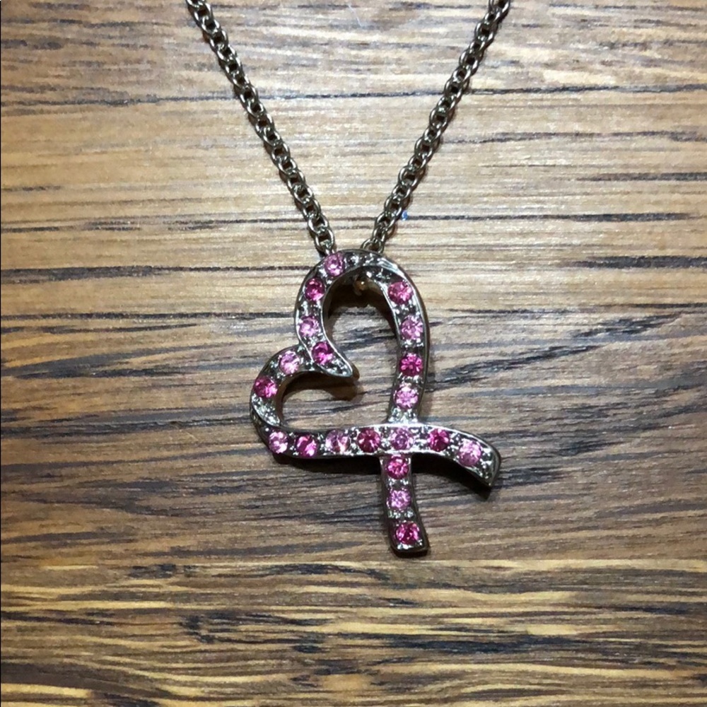 Cookie Lee Pink Crystal Heart Necklace